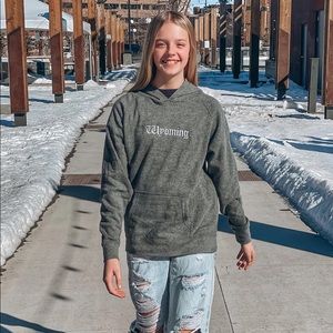 Wyoming Old English Embroidered Hoodie *YOUTH*